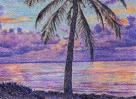 Sunrise and Palm Tree Original Tropical Beach Painting - Etsy