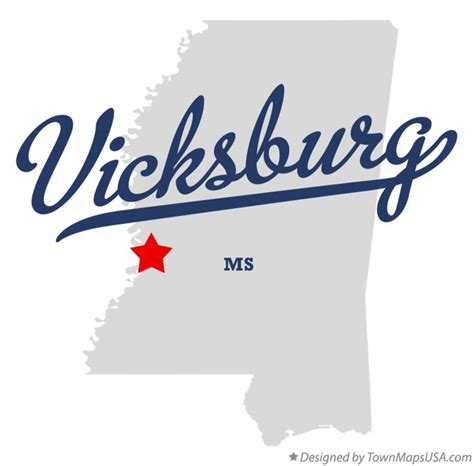 Map of Vicksburg, MS, Mississippi