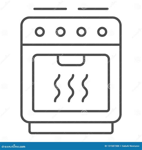 Stove Thin Line Icon. Oven Vector Illustration Isolated on White Stock Vector - Illustration of ...