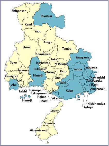 Hyogo Map Regional City | Regional City Maps of Japan