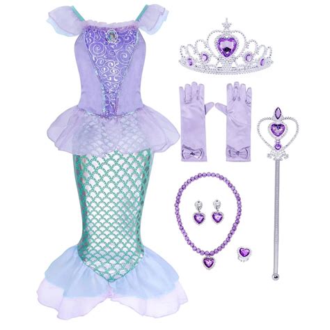 AmzBarley Little Mermaid Princess Dress Up Ariel Costume Girls Birthday ...