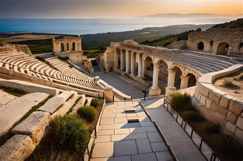 Premium Photo | A view of the amphitheater at sunset