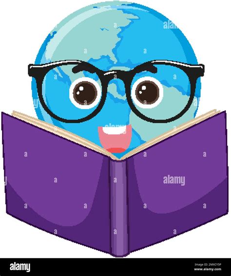 Cartoon earth globe reading book illustration Stock Vector Image & Art - Alamy