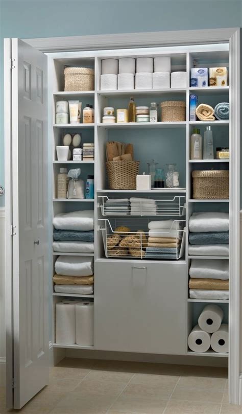 Hall closet with open space for luggage at the bottom. Organizing Linens, Linen Closet ...