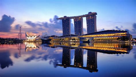 Download Reflection Night Skyscraper Building Singapore Man Made Marina Bay Sands HD Wallpaper