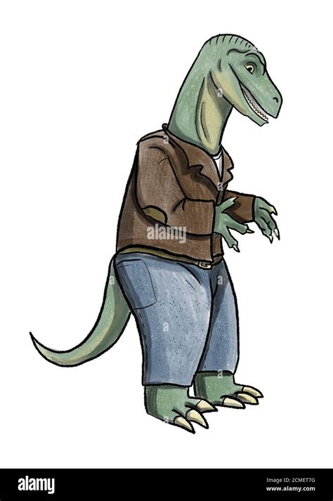 anthropomorphic dinosaur character illustration Stock Photo - Alamy