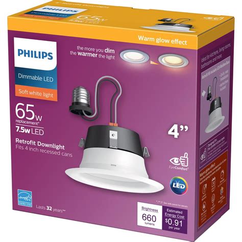 Philips Warm Glow 4 In. Retrofit IC/Non-IC Rated White LED Recessed ...