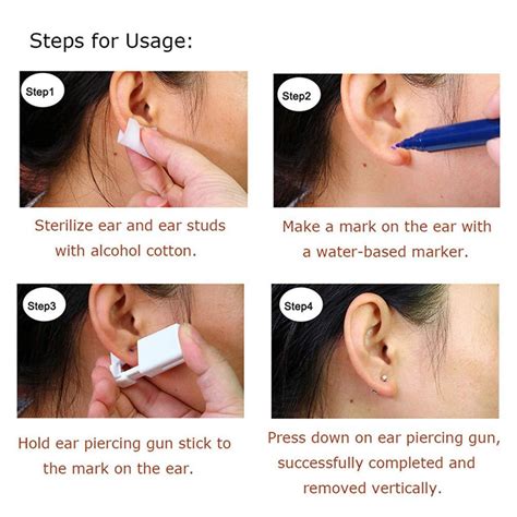 Disposable Self-Mixed Colors Ear Piercing Gun Kit for Safety - Silver