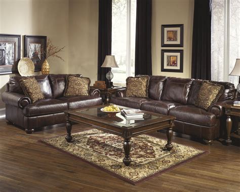 Buy Ashley Axiom Sofa and Loveseat Set 2 Pcs in Walnut, Leather online