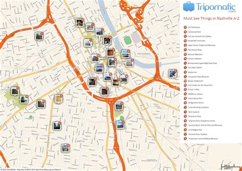 Nashville Printable Tourist Map | Nashville attractions, Nashville map ...