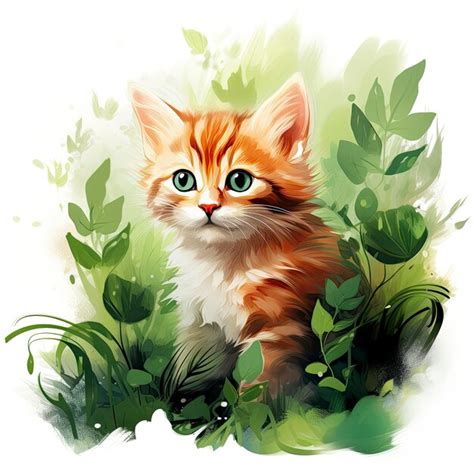 Premium AI Image | Watercolor Cat animal for kids Clip art