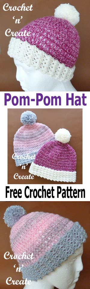 Pom-Pom Hat Free Crochet Pattern- Crochet 'n' Create