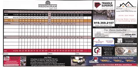 Scorecard - Hedingham Golf Club