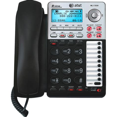 AT&T ML17939 2-Line Corded Office Phone System with Answering Machine and Caller ID/Call Waiting ...