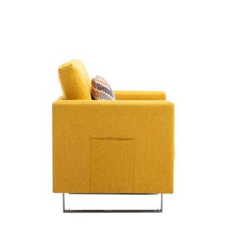 Lewa 34 inch Modern Accent Armchair, Silver Metal Legs, Tufted Seat, Yellow, 1 - Pay Less Super ...