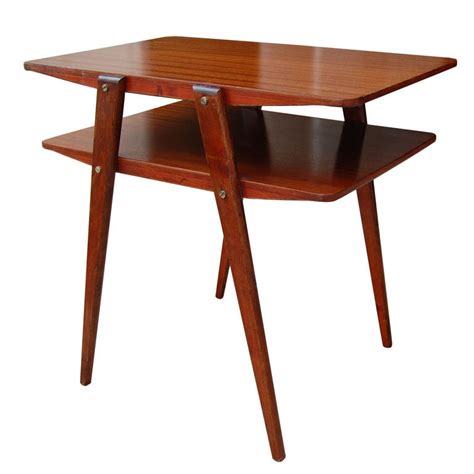 Two-Tier MId-Century Modern End Table in Ribbon Mahogany at 1stDibs