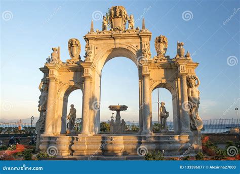 Fontana Del Gigante or Fountain of the Giant in Naples Stock Image ...