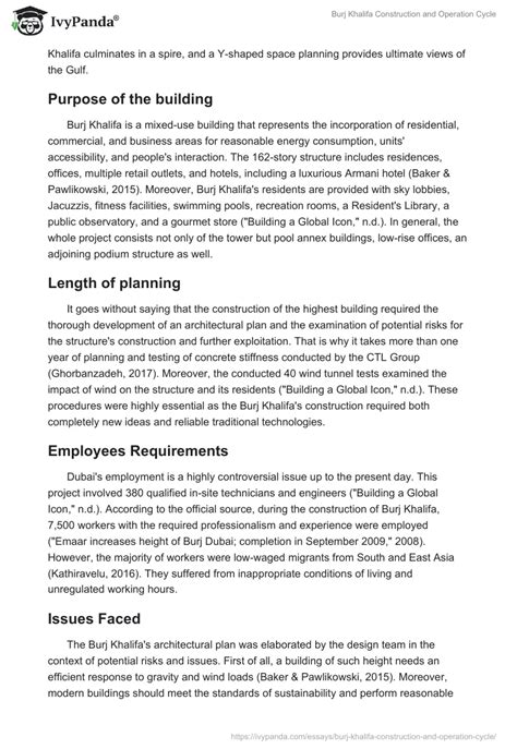 Burj Khalifa Construction and Operation Cycle - 2301 Words | Report Example / Architectural ...
