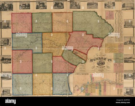 Map of Monroe County, Michigan Stock Photo - Alamy