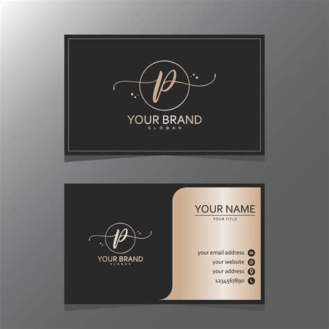 Luxurious and elegant minimalist P logo design with business card ...