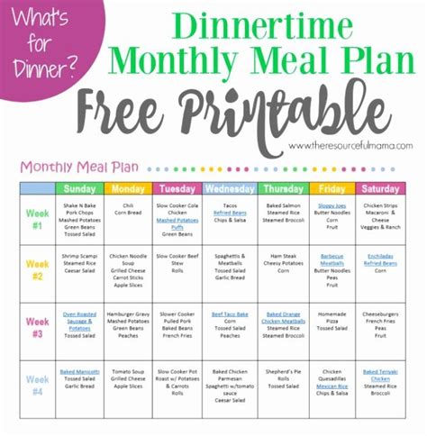 Monthly Meal Planner Template Best Of Monthly Meal Plan for Dinner Free Printable | Monthly meal ...