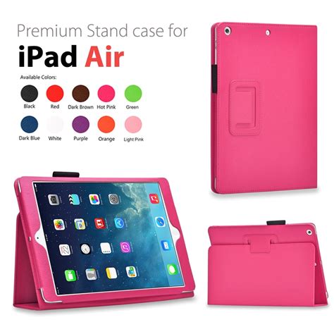 iPad Air 2 Case (Hot Pink) - Slim Fit Synthetic Leather Folio Case ...