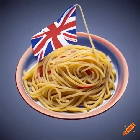 Spaghetti with british flag on Craiyon