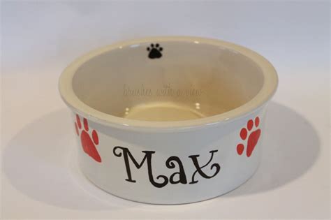 Dog Bowl Ceramic Dog Dish Personalized Dog by Brusheswithaview