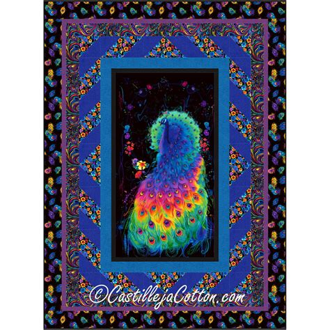 Feathered Peacock Quilt Pattern - Glow Order here www.castillejacotton.com | Peacock quilt ...
