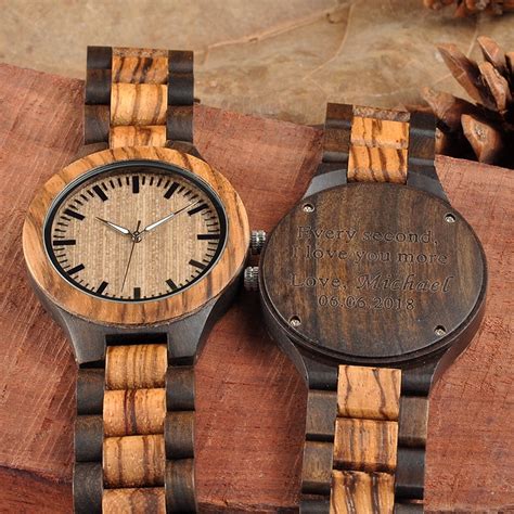 Personalized Wood Watches for Men Engraved Anniversary Gift Groomsmen Gift Family Present for ...