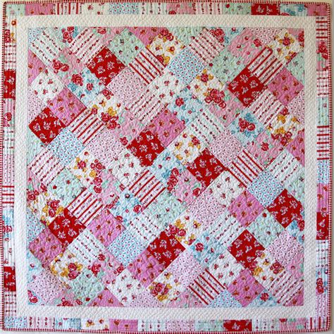 A charming quilt made with five-inch squares set on-point. The squares ...