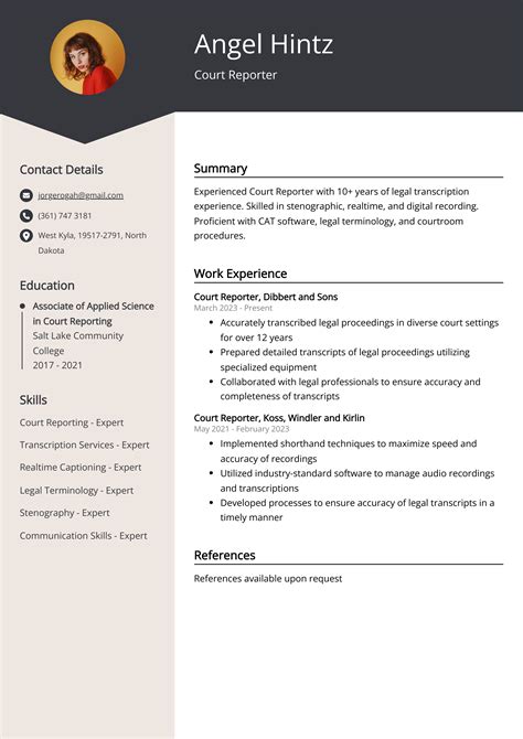 Court Reporter Resume Example (Free Guide)