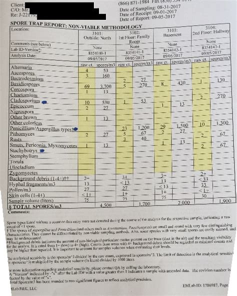 Toxic Mold Test Lab Report Example - what should a professional mold test lab report include ...