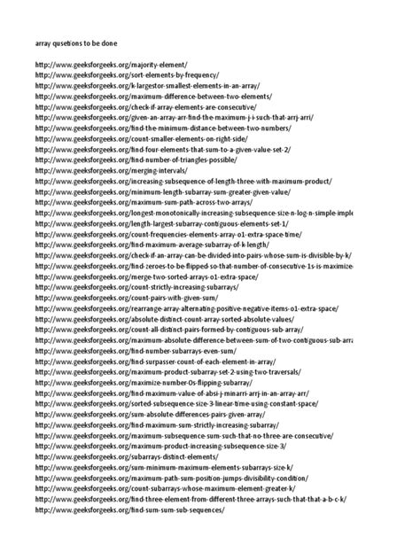 GFG Array Questions Important | PDF | Algorithms And Data Structures | Computer Programming