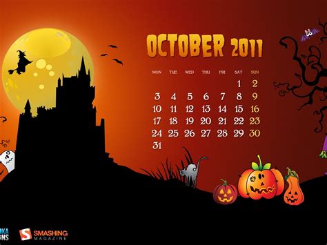 October Halloween-October 2011 - Desktop Calendar Wallpaper Preview ...