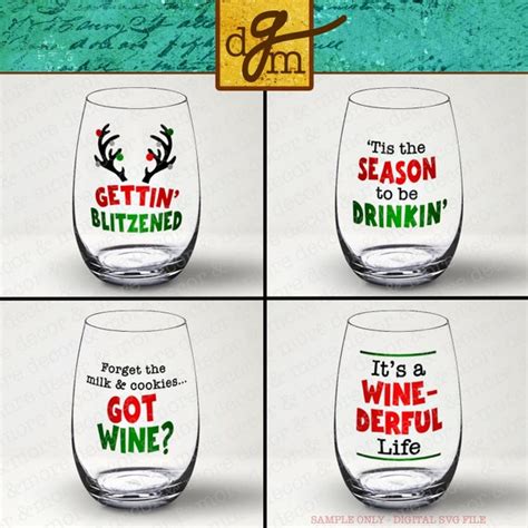 Funny Christmas Wine Glass SVG File Bundle Funny Christmas | Etsy UK