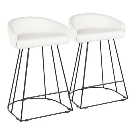 LumiSource Canary Counter Stool, Set of 2Black / White PU | Contemporary counter stools, Padded ...