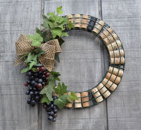 Wine Cork Wreath with Grapes | Cork wreath, Wine cork wreath, Wreaths