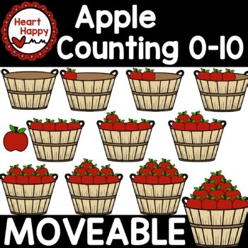 Counting Apples 0-10 Clipart DIGITAL AND PRINT ALLOWED (MOVEABLE)