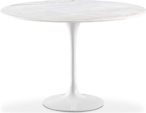 Tulip Round Dining Table - White Marble White Marble/90 CM | Mobelaris