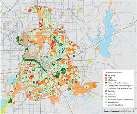 Map of Accessibility to Public Parks : r/Dallas