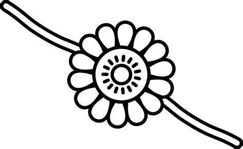 Isolated Beautiful Floral Rakhi Icon In Black Line Art. 24157503 Vector ...