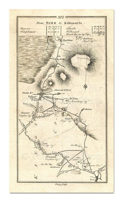 Antique Ireland Road Map Birr Offaly Leap Brosna - Etsy