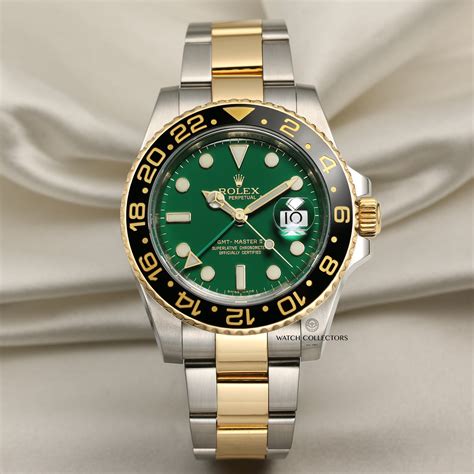 Rolex GMT-Master II 116713LN Stainless Steel 18k Yellow Gold Green Dial | ubicaciondepersonas ...