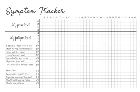 Printable Symptom Journal - Printable JD