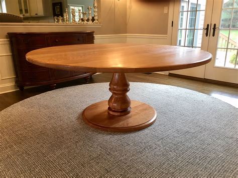 Handmade Large Round Pedestal Dining Table With Turned Base - Solid Wood by Mark Palmquist ...