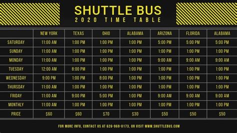 Black and Yellow Bus Schedule Table Digital D Template ... - # ...