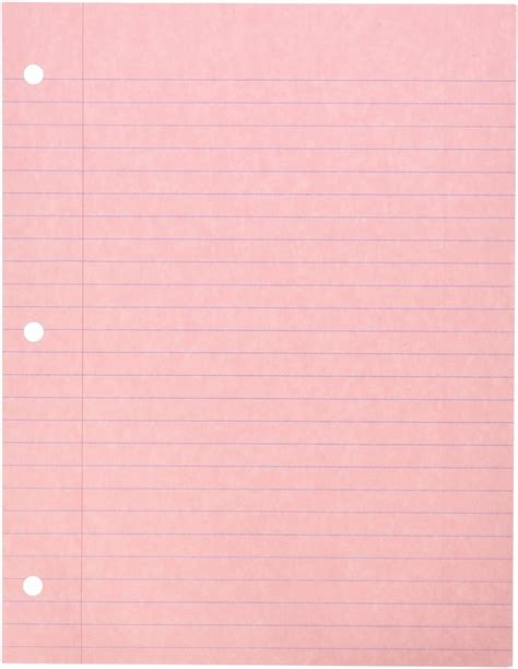 Pink Lined Paper 3 Hole Punched Notebook Filler 8.5" x 11" Pack of 100 ...