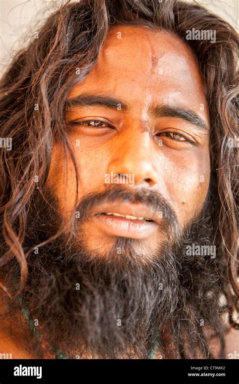 Young Sadhu (holy man) portrait in Varanasi, Uttar Pradesh, India Stock ...