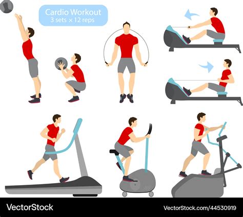 Cardio workout exercises Royalty Free Vector Image